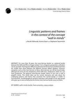 Linguistic Patterns and Frames in the Context of the Concept “Wall in Minds”