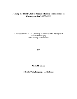 Making the Third Ghetto: Race and Family Homelessness in Washington, D.C., 1977–1999