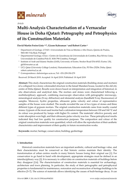 Multi-Analysis Characterisation of a Vernacular House in Doha (Qatar): Petrography and Petrophysics of Its Construction Materials