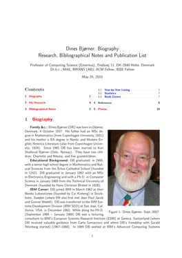 Dines Bjørner: Biography Research, Bibliographical Notes and Publication List