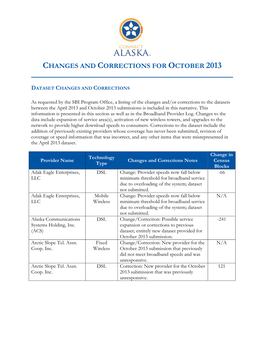 Changes and Corrections for October 2013