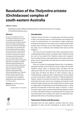 Resolution of the Thelymitra Aristata (Orchidaceae) Complex of South-Eastern Australia