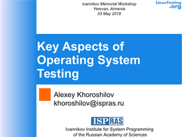 Key Aspects of Operating System Testing