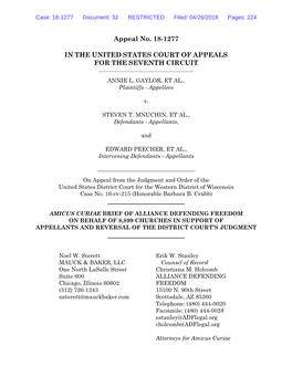 Appeal No. 18-1277 in the UNITED STATES COURT of APPEALS