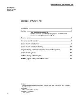 Catalogue of Fungus Fair