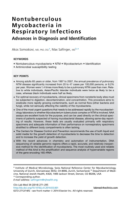 Nontuberculous Mycobacteria in Respiratory Infections Advances in Diagnosis and Identification