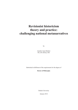 Revisionist Historicism Theory and Practice: Challenging National Metanarratives