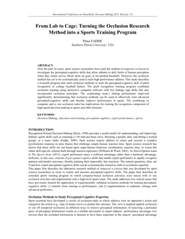 Turning the Occlusion Research Method Into a Sports Training Program