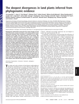 The Deepest Divergences in Land Plants Inferred from Phylogenomic Evidence