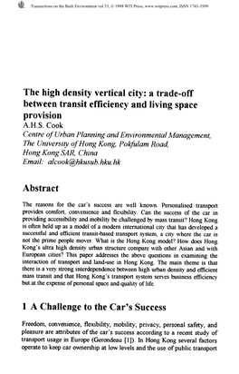 The High Density Vertical City: a Trade-Off