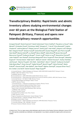 Transdisciplinary Bioblitz: Rapid Biotic and Abiotic