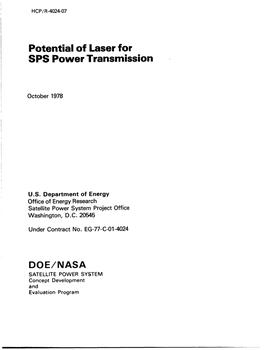 Potential of Laser for SPS Power Transmission