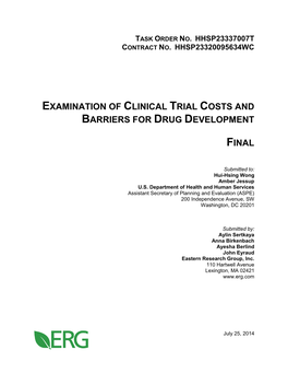 Examination of Clinical Trial Costs and Barriers for Drug Development Final