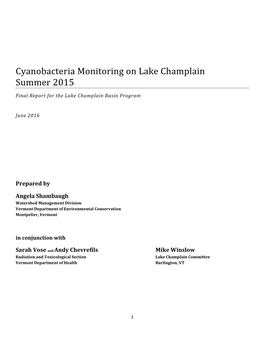 Cyanobacteria Monitoring on Lake Champlain Summer 2015