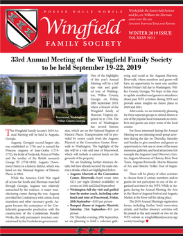 33Rd Annual Meeting of the Wingfield Family Society to Be Held