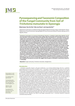 Pyrosequencing and Taxonomic Composition of the Fungal Community from Soil of Tricholoma Matsutake in Gyeongju