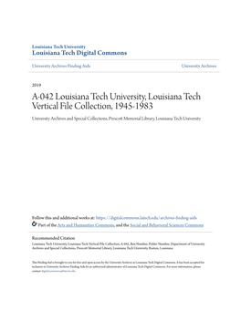 A-042 Louisiana Tech University, Louisiana Tech Vertical File