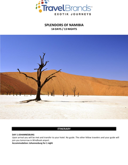 Splendors of Namibia 14 Days / 13 Nights