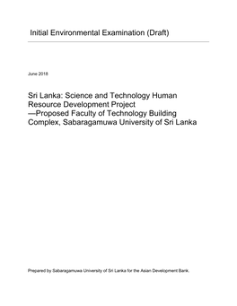 Science and Technology Human Resource Development Project —Proposed Faculty of Technology Building Complex, Sabaragamuwa University of Sri Lanka