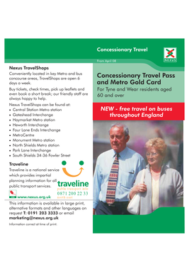 Concessionary Travel Pass and Metro Gold Card