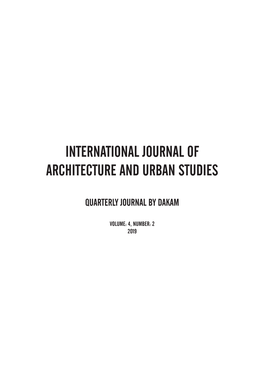 International Journal of Architecture and Urban Studies