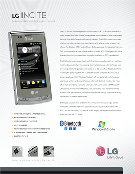 Datasheet Mockup LG Incite (Page 1)