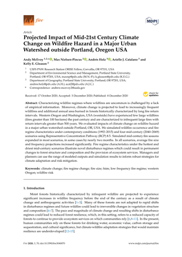 Projected Impact of Mid-21St Century Climate Change on Wildfire Hazard