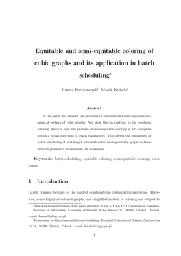 Equitable and Semi-Equitable Coloring of Cubic Graphs and Its Application in Batch Scheduling∗