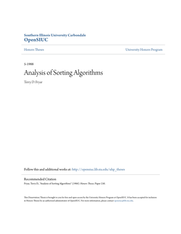 Analysis of Sorting Algorithms Terry D