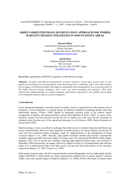 Object-Oriented Image Segmentation Approach for Timber Harvest Cruising Strategies in Mountainous Areas