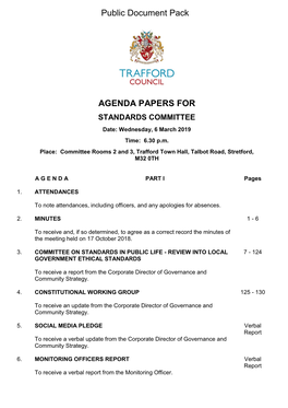 (Public Pack)Agenda Document for Standards Committee, 06/03/2019 18:30