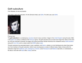 Goth Subculture from Wikipedia, the Free Encyclopedia