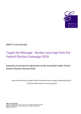 Target the Message: Gender Learnings from the Federal Election Campaign 2019