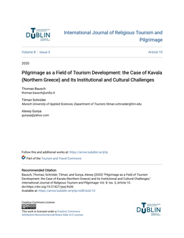 Pilgrimage As a Field of Tourism Development: the Case of Kavala (Northern Greece) and Its Institutional and Cultural Challenges