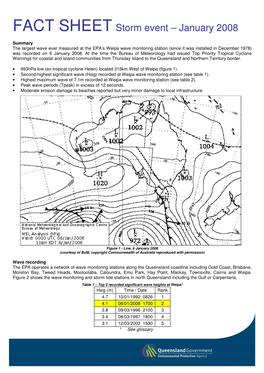 FACT SHEET Storm Event – January 2008