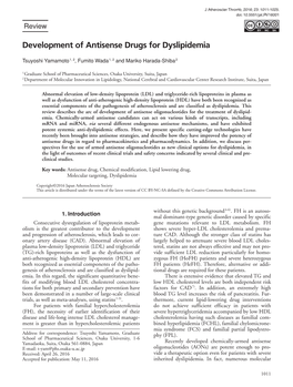 Development of Antisense Drugs for Dyslipidemia