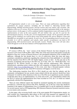 Attacking Ipv6 Implementation Using Fragmentation