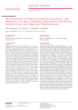 The Treatment of Primary Urethral Carcinoma – the Dilemmas of a Rare Condition: Experience with Partial Urethrectomy and Adjuvant Chemotherapy