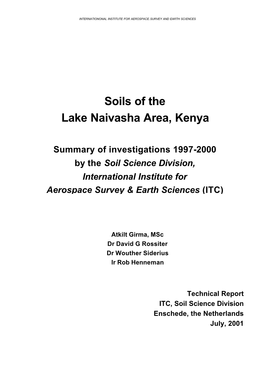 Soils of the Lake Naivasha Area, Kenya