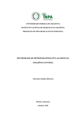 Diversidade De Hemoparasitos Em Lagartos Da Amazônia Central