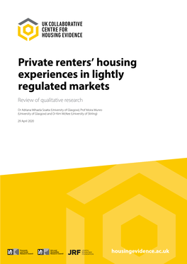 Private Renters' Housing Experiences in Lightly Regulated Markets