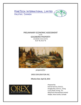 Preliminary Economic Assessment Goldboro