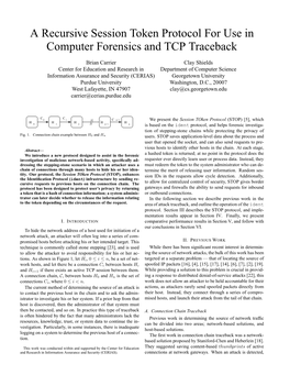 A Recursive Session Token Protocol for Use in Computer Forensics and TCP Traceback