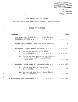 An Outline of the History of Lowell, Massachusetts