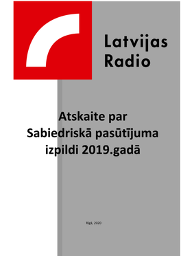 Atskaite Par Sabiedriskā Pasūtījuma Izpildi 2018.Gadā