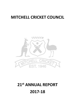 MITCHELL CRICKET COUNCIL 21St ANNUAL REPORT 2017-18