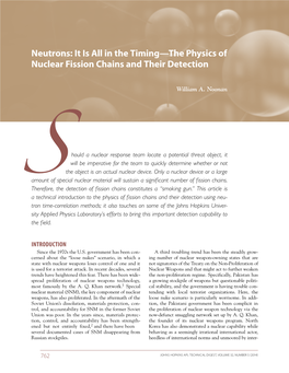 Neutrons: It Is All in the Timing—The Physics of Nuclear Fission Chains and Their Detection