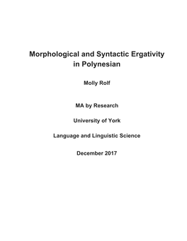 Morphological and Syntactic Ergativity in Polynesian