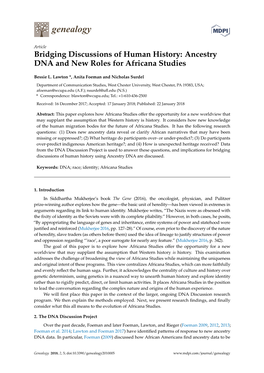 Bridging Discussions of Human History: Ancestry DNA and New Roles for Africana Studies