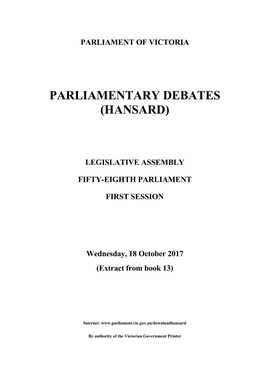 Parliament of Victoria Parliamentary Debates